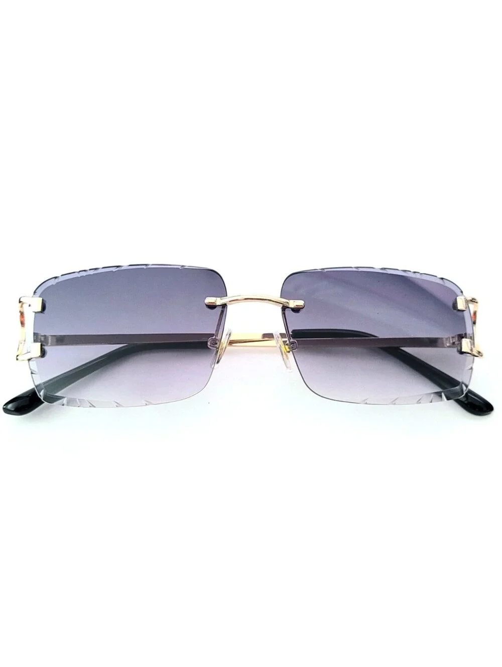Piccadilly Gld Gray Gradient C Diamond Cut Designer Sunglass